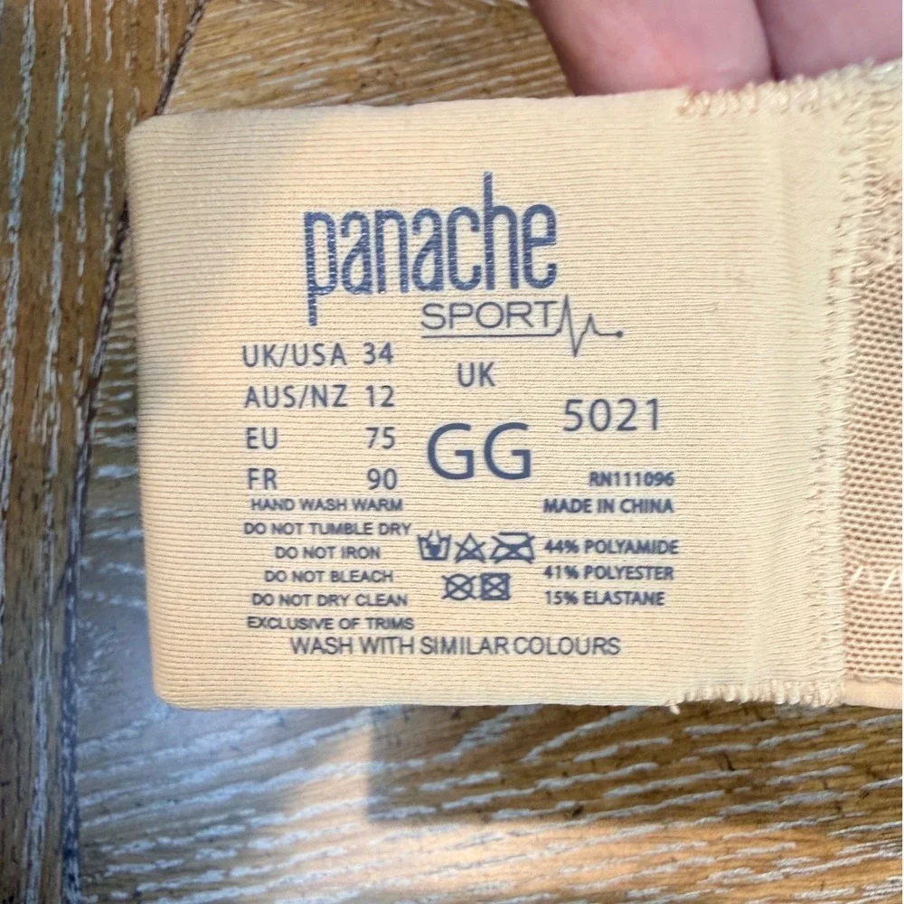 Panache NEW Power 021 Underwire High Impact Sports Bra Size 34GG / 34J Nude Tan